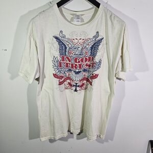 Y2K Fruit of the Loom Jesus In God I Trust Psalm 28:7 Graphic T-Shirt!